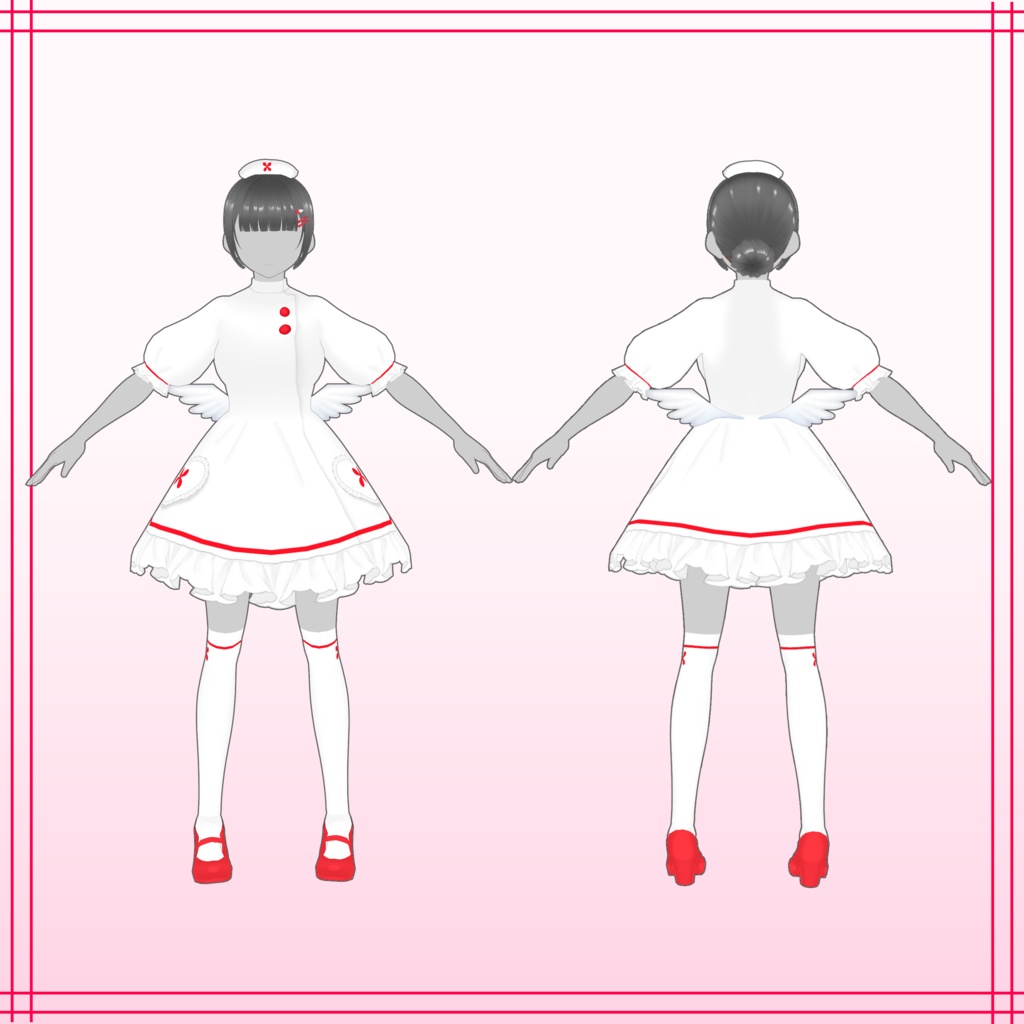 【VRoid用】エンジェルナースワンピセット 3色セット