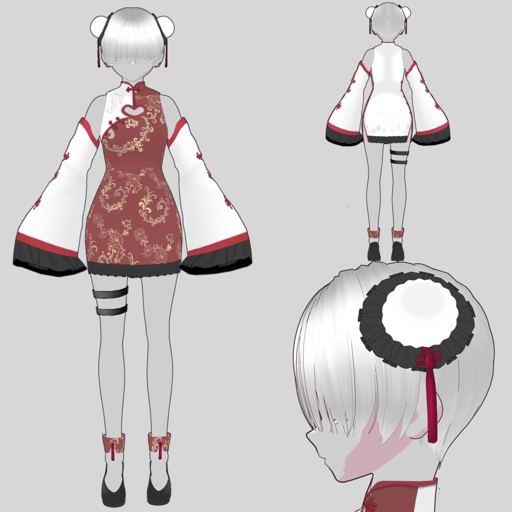 【VRoid用】チャイナミニワンピセット