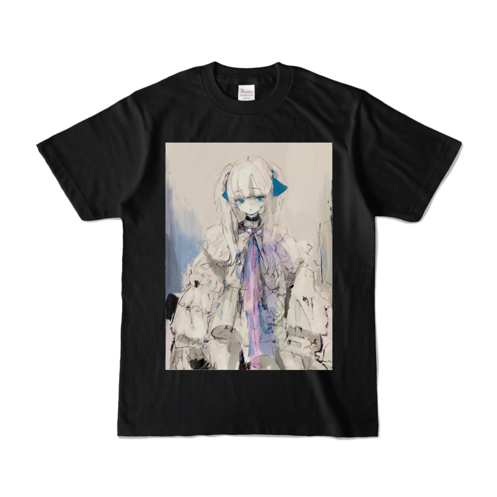 猫と雨のベランダTシャツ（ブラック）