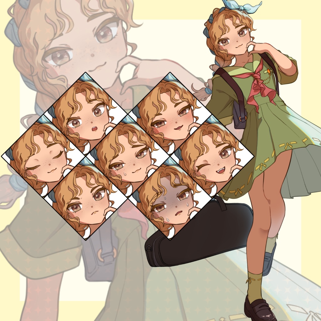 立ち絵  全身/セーラー服/女の子【表情差分8種】