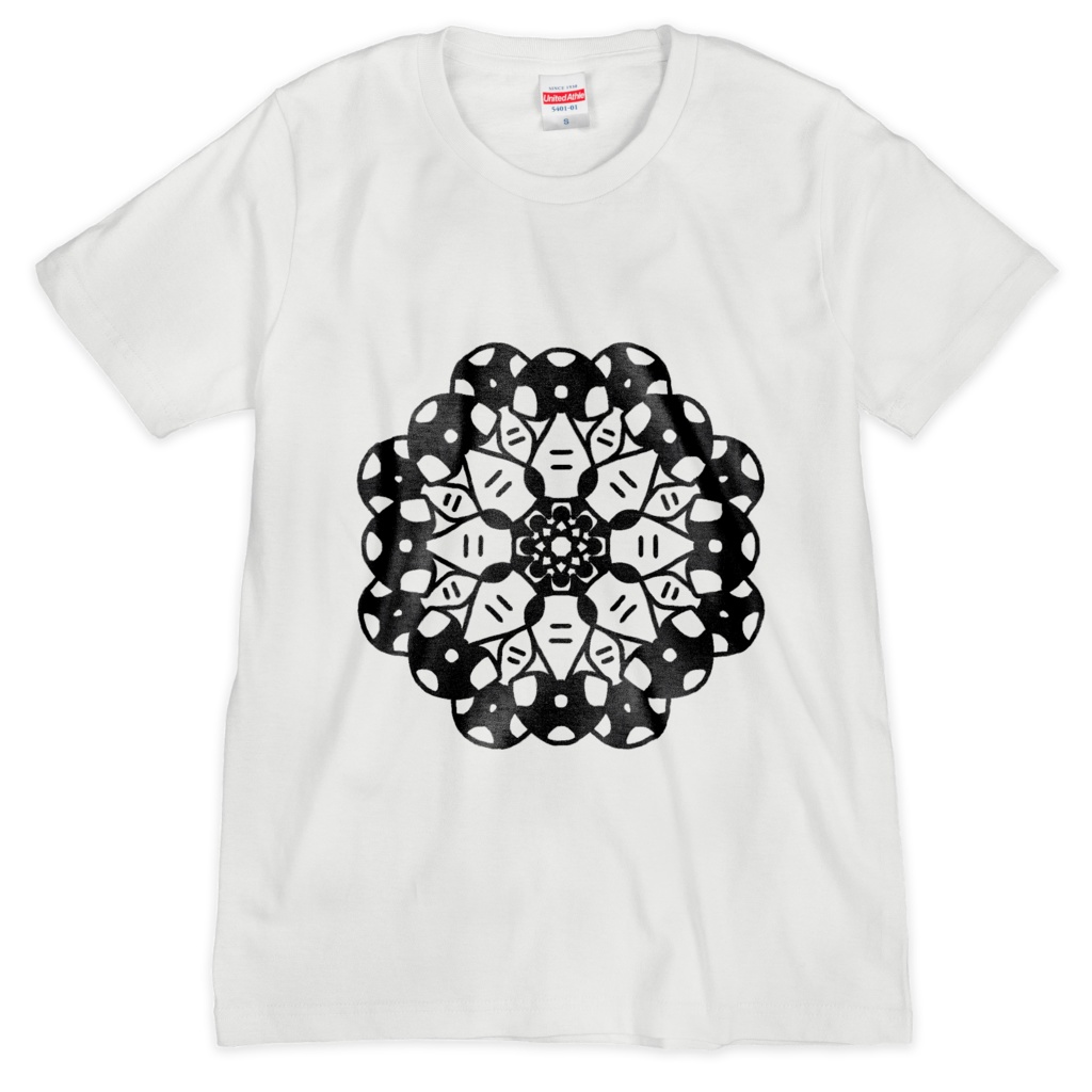 曼荼羅キノコ Tシャツ　白