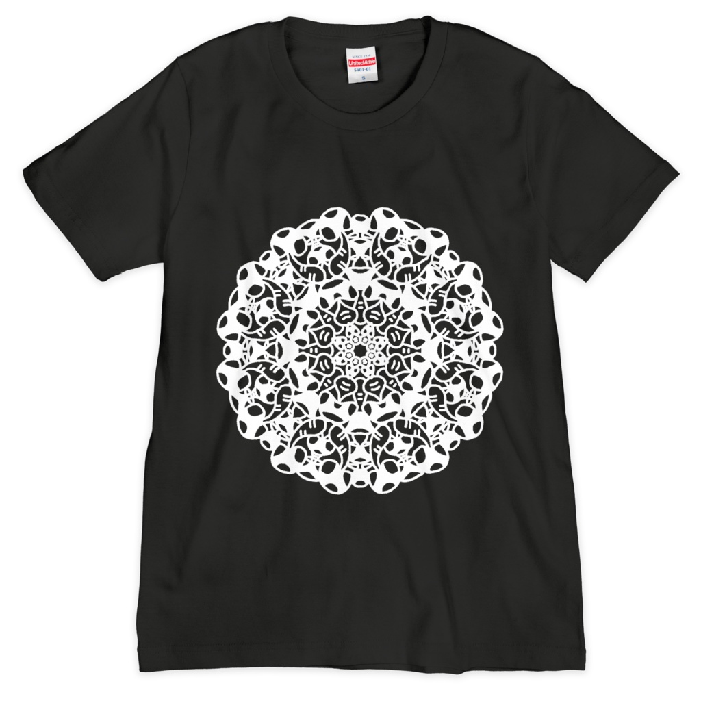 ぐるぐるキノコ Tシャツ　黒