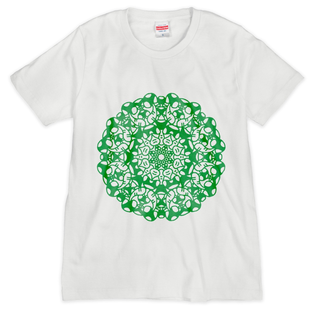 ぐるぐるキノコ Tシャツ　緑柄