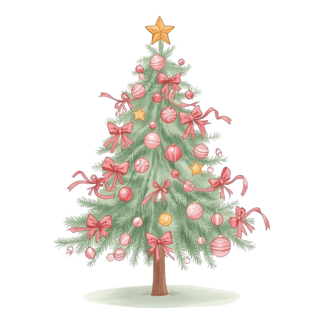 🎄 ピンクガーリー クリスマスクリップアートセット 🎄