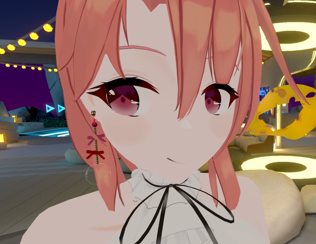 【VRChat想定】ピアスアクセサリー~Wリボン~