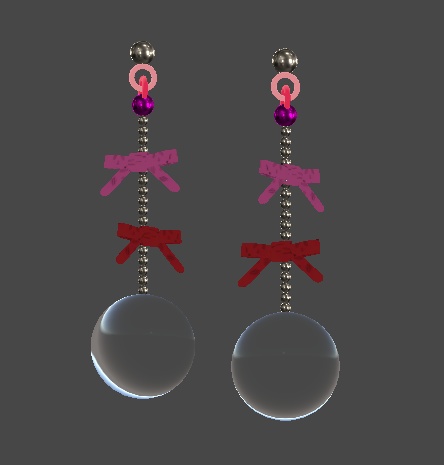 【VRChat想定】ピアスアクセサリー~Wリボン~