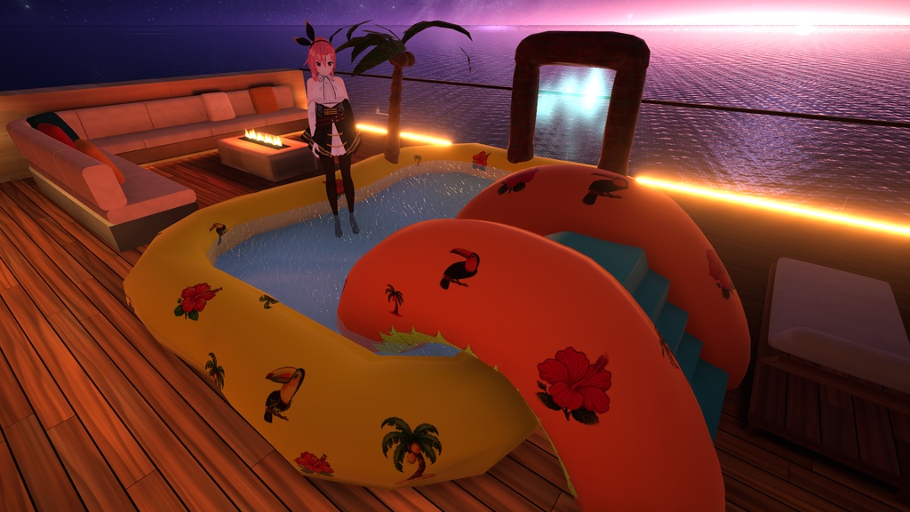 【VRChat想定】まったり喋れる!プールアセット【4人まで着席可】