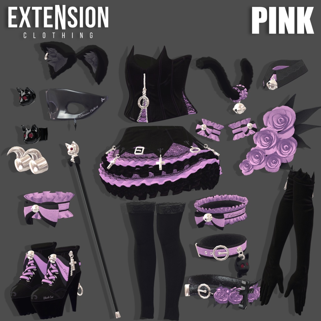 EXTENSION CLOTHING 『BLACK CAT』 For Shinra💜#Shinra3D