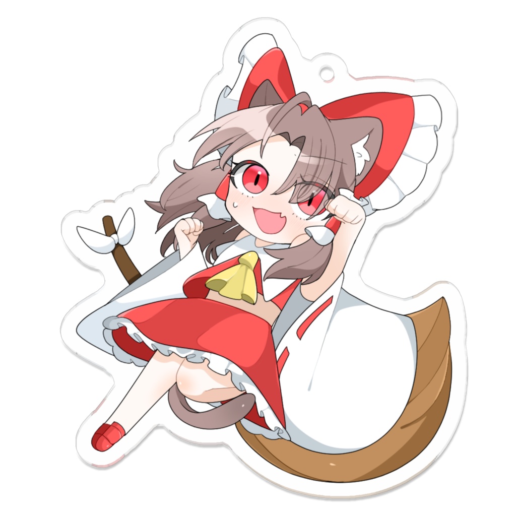 照れいむねこ巫女アクキー(紅)
