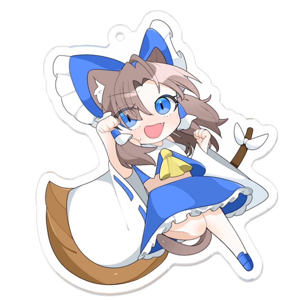 照れいむねこ巫女アクキー(青)