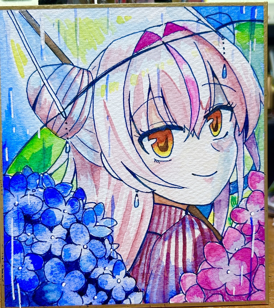 【直筆ミニ色紙】梅雨☔️【鵺本ねむ】