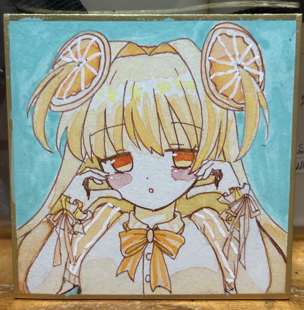 ・【直筆豆色紙C】オレンジねずみ(オリジナル)【2025年末大放出!鵺本ねむ直筆豆色紙】