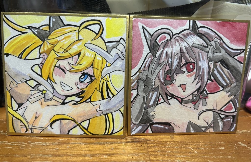 【直筆豆色紙F＆G(二枚セット）】クリア＆フェイル（非公式二次創作）【2025年末大放出！鵺本ねむ直筆豆色紙】