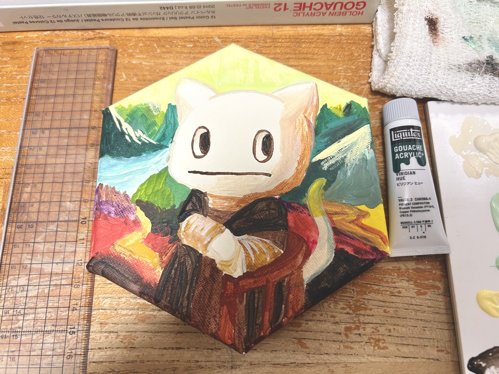 【名画パロディキャンバスボード】モナリザねこ【直筆原画】