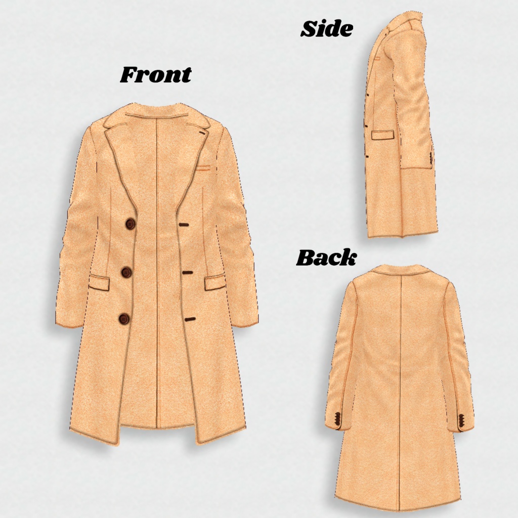 無料【VRoid】CHESTERCOAT 10color チェスターコート【テクスチャ】