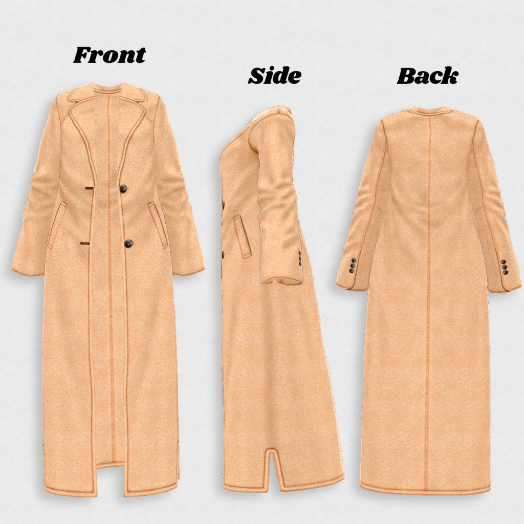 無料【VRoid】LongChesterCoat 10color ロングチェスターコート【テクスチャ】