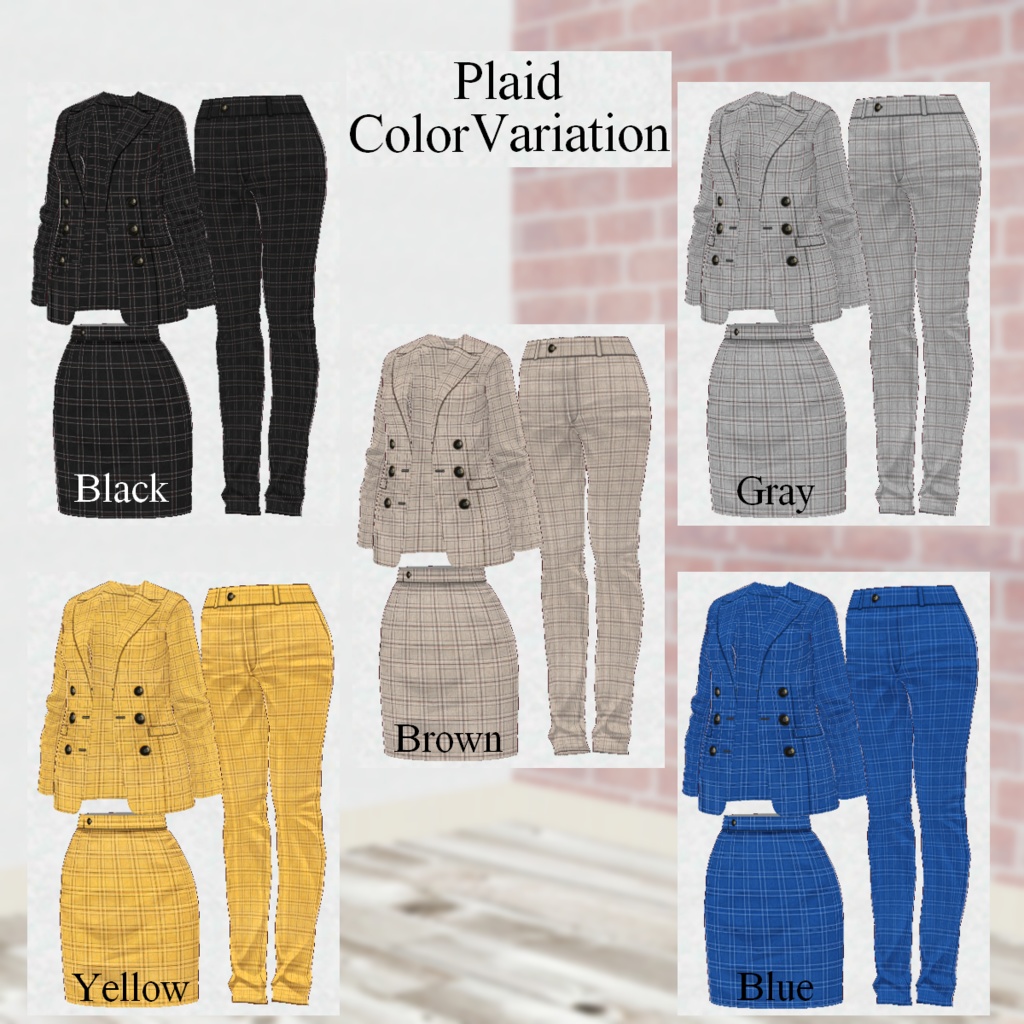 無料【VRoid】DoubleButtonSuit 2type5color ダブルボタンスーツ【テクスチャ】