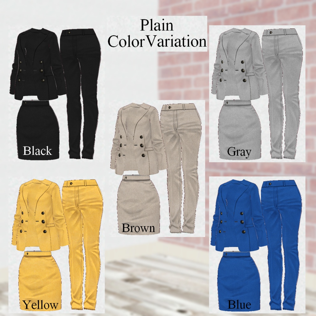 無料【VRoid】DoubleButtonSuit 2type5color ダブルボタンスーツ【テクスチャ】