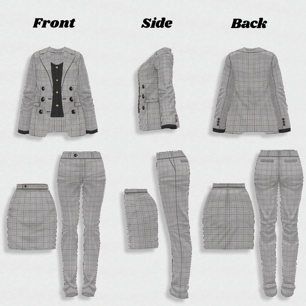 無料【VRoid】DoubleButtonSuit 2type5color ダブルボタンスーツ【テクスチャ】