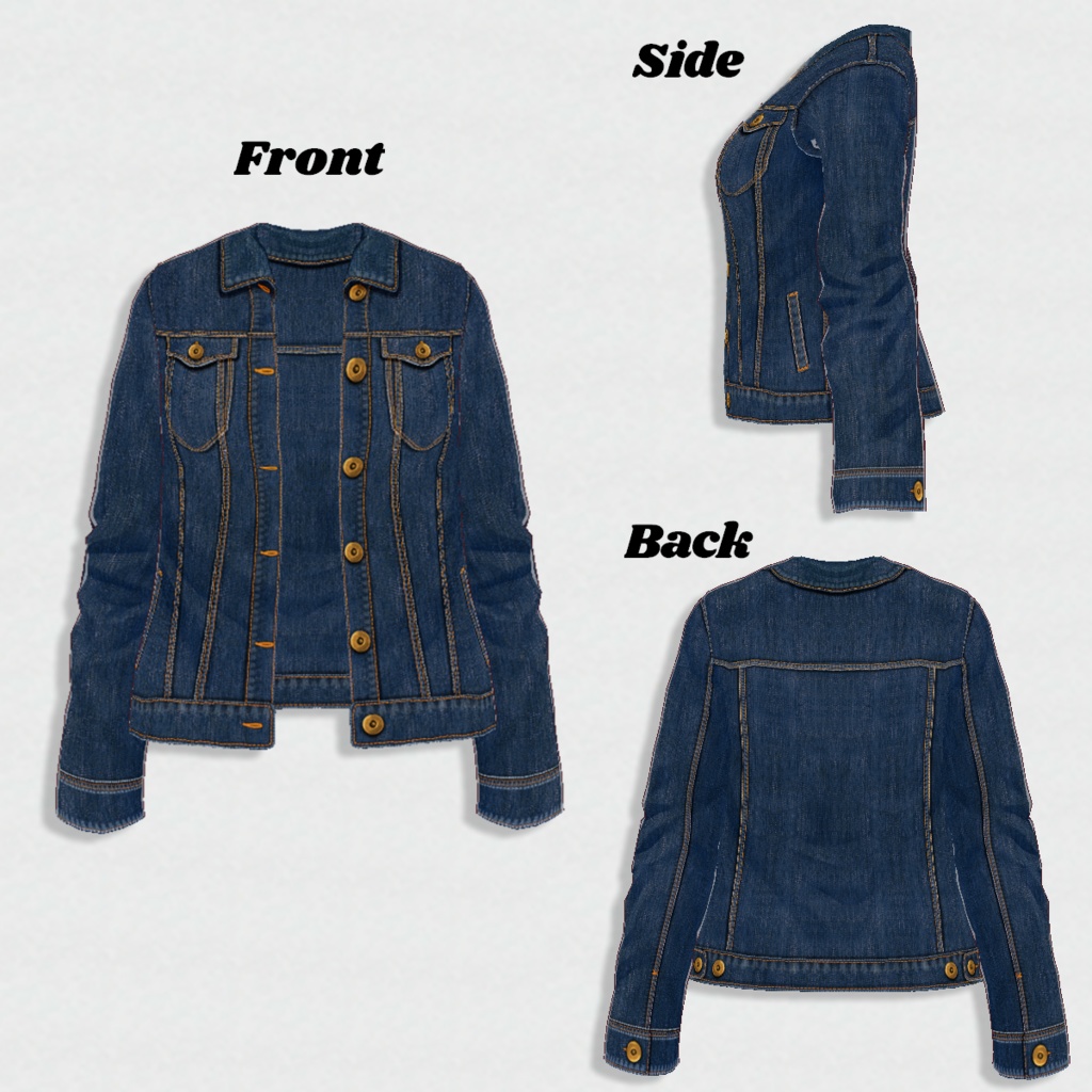 無料【VRoid】DenimJacket 10color デニムジャケット【テクスチャ】