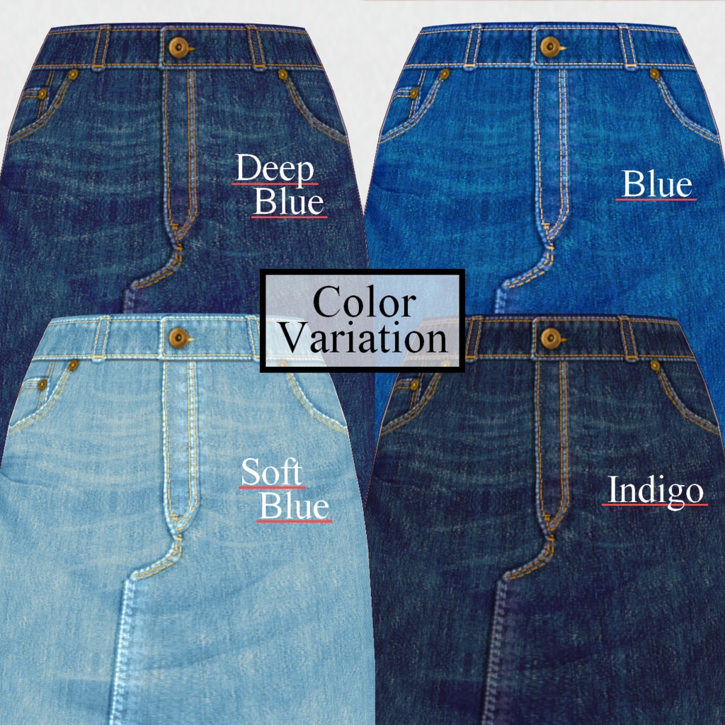 無料【VRoid】DenimSkirt 10color デニムスカート【テクスチャ】