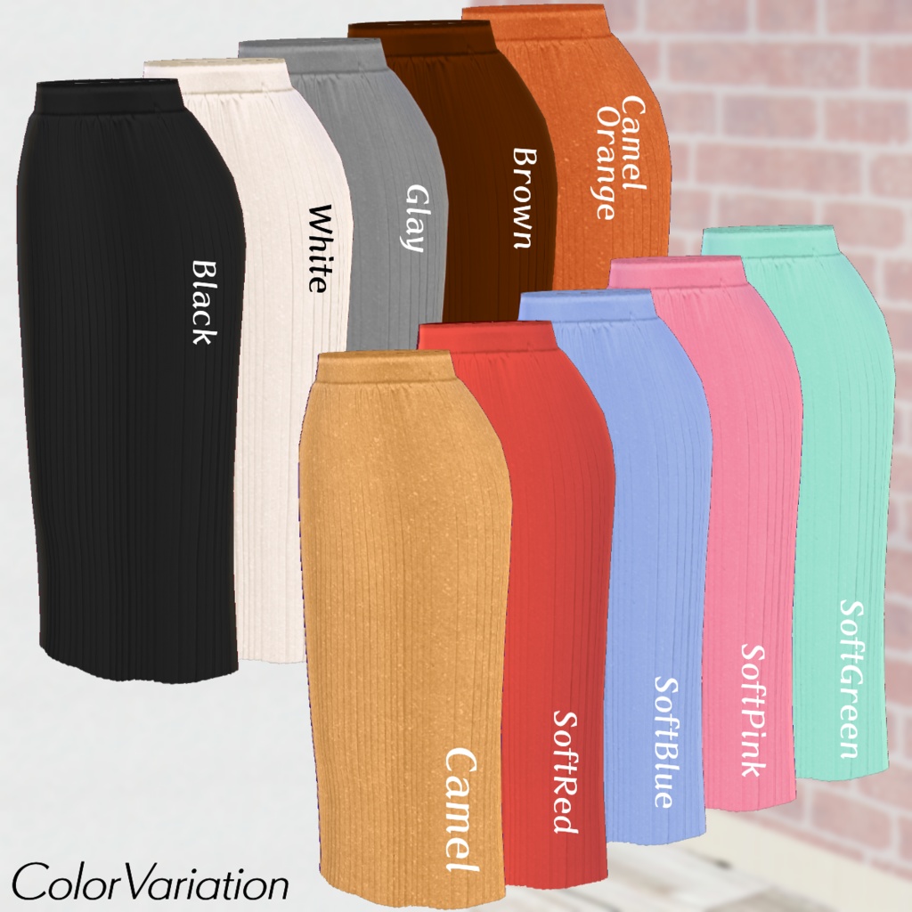 【VRoid】LongGilet×PleatedSkirt  10color ロングジレ×プリーツスカート【テクスチャ】