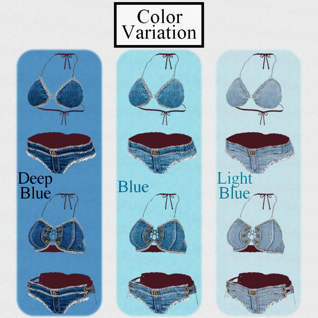 無料【VRoid】DenimBikini 3color デニムビキニ【テクスチャ】Free