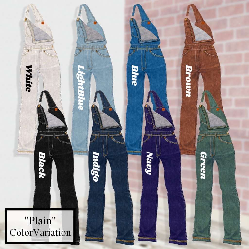 無料【VRoid】DenimOverall 8color2pattern デニムオーバーオール【テクスチャ】