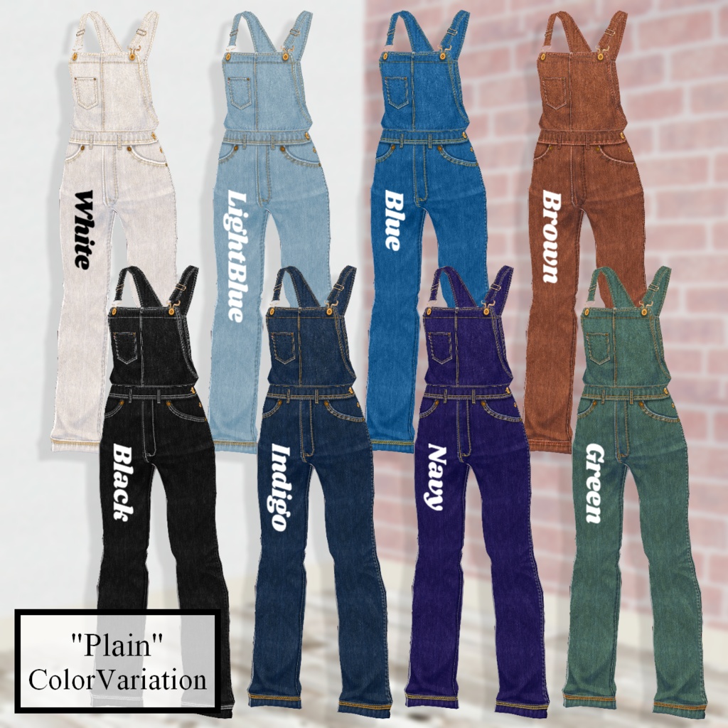 無料【VRoid】DenimOverall 8color2pattern デニムオーバーオール【テクスチャ】