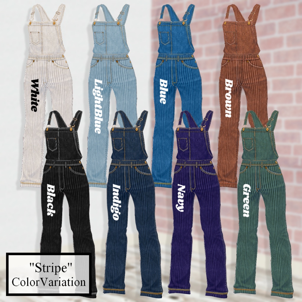 無料【VRoid】DenimOverall 8color2pattern デニムオーバーオール【テクスチャ】