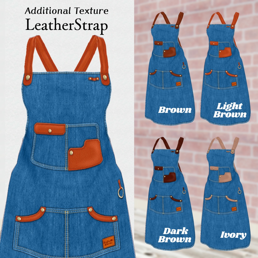 無料【VRoid】DenimApron 8color デニムエプロン【テクスチャ】