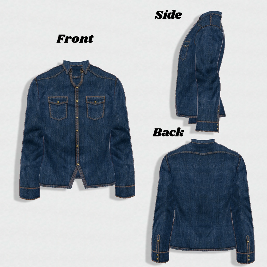 無料【VRoid】DenimShirt 6color デニムシャツ【テクスチャ】