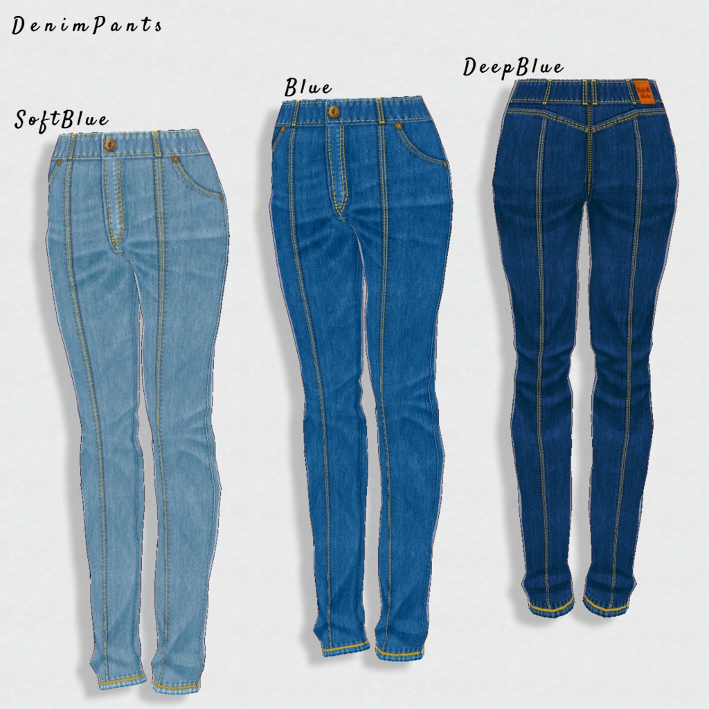 無料【VRoid】DenimTops SquareNeck 3color デニムトップス スクエアネック【テクスチャ】