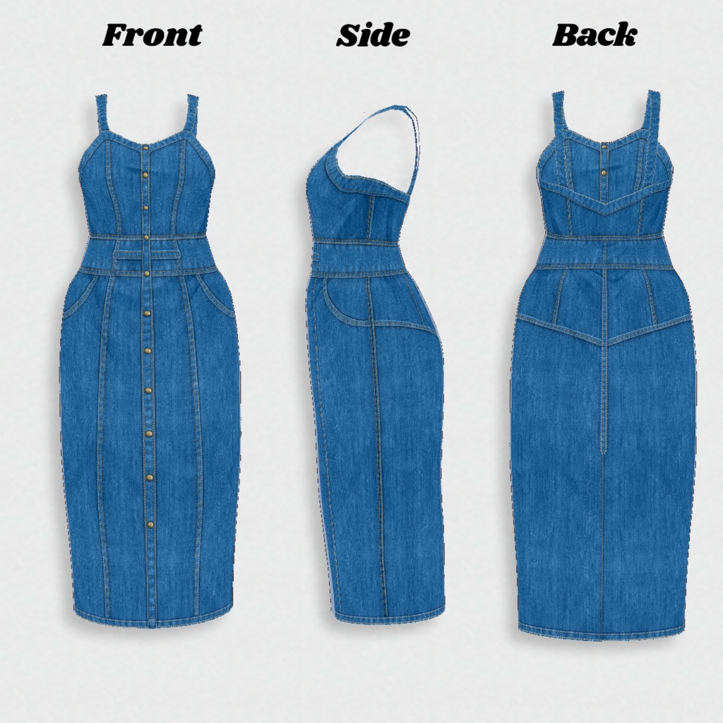 無料【VRoid】DenimSalopetteSkirt 3color デニムサロペットスカート【テクスチャ】