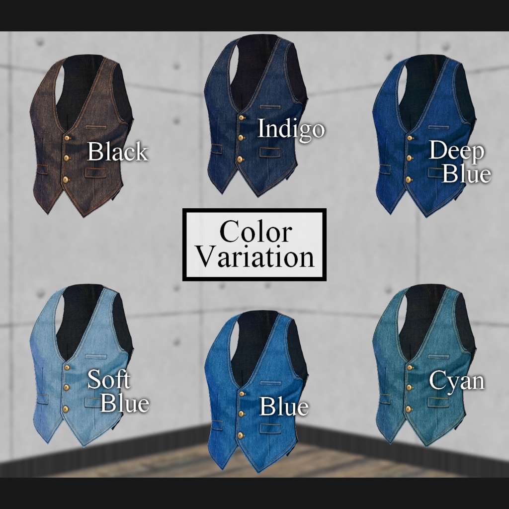 無料【VRoid】DenimTailoredJacket 6color デニムテーラードジャケット【テクスチャ】