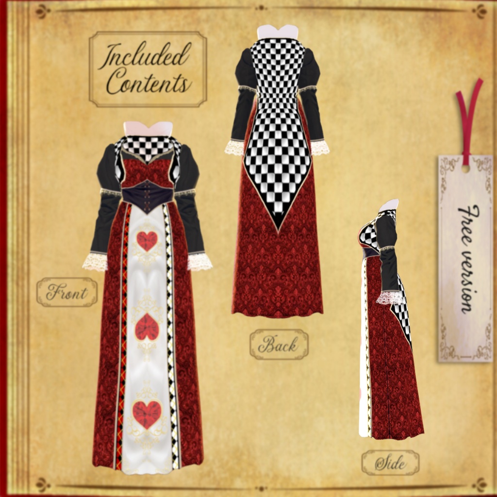 無料【VRoid】Queen Of Hearts『ふしぎの国のアリス風』ハートの女王【テクスチャ】