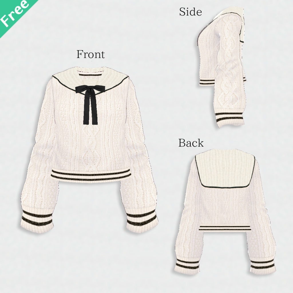 無料【VRoid】SailorCollarSweater 2Pattern セーラーカラーセーター【テクスチャ】