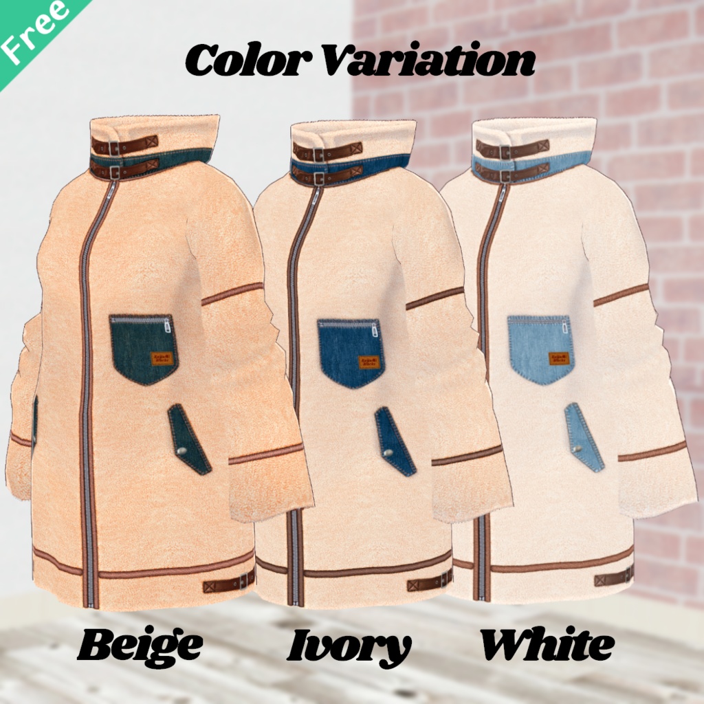 無料【VRoid】FlightBoAJacket 3color フライトボアジャケット【テクスチャ】