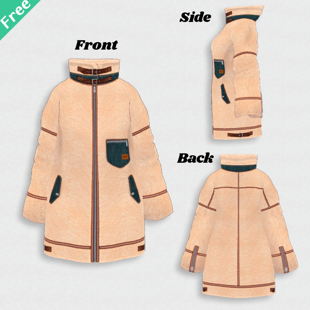 無料【VRoid】FlightBoAJacket 3color フライトボアジャケット【テクスチャ】