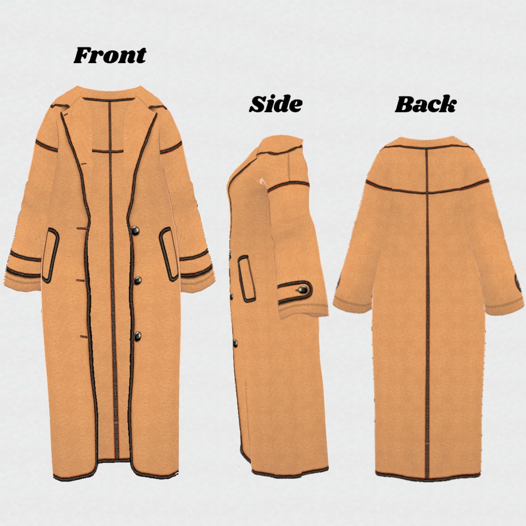 無料【VRoid】LongPipingCoat 10color ロングパイピングコート【テクスチャ】Free