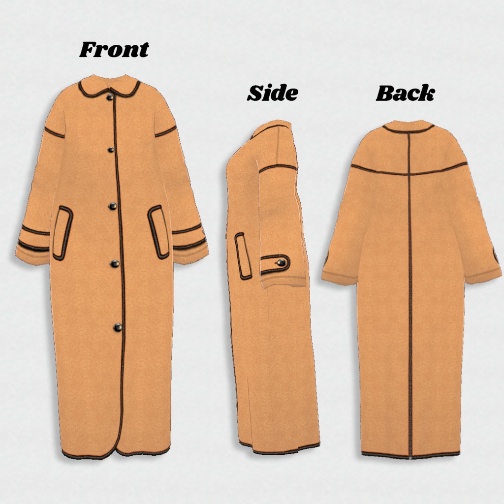 無料【VRoid】LongPipingCoat 10color ロングパイピングコート【テクスチャ】Free