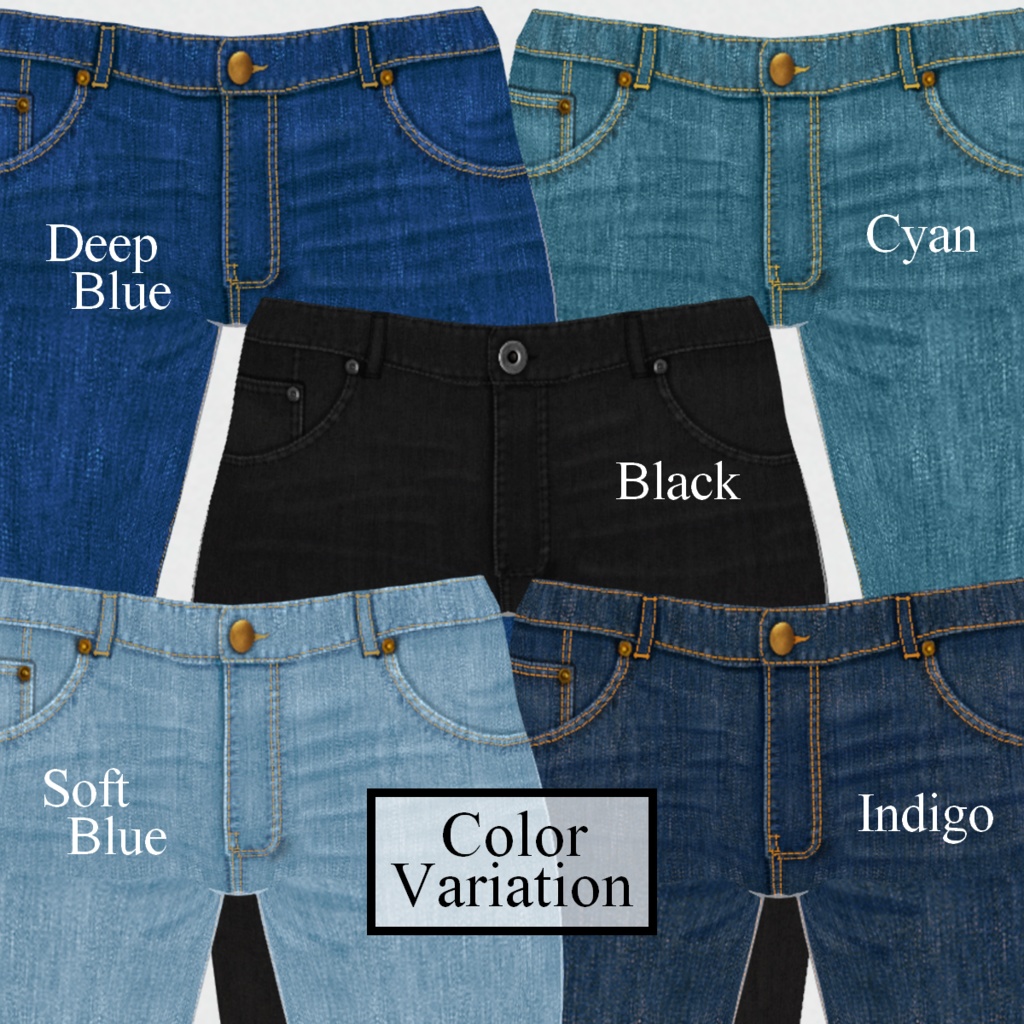 無料【VRoid】SkinnyDenim 5color スキニーデニム【テクスチャ】Free