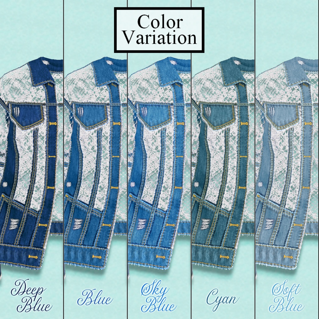 【VRoid】LaceDenimJacket 5color レースデニムジャケット【テクスチャ】