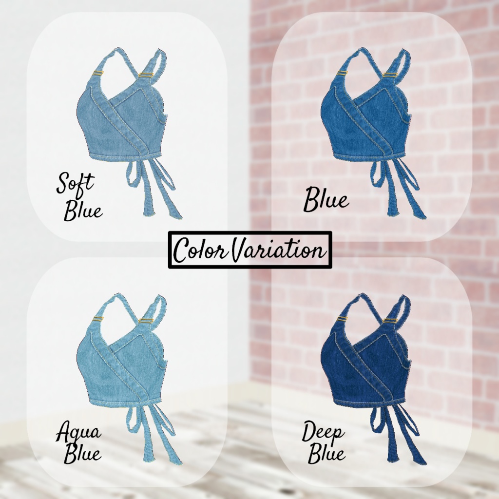 無料【VRoid】DenimBustier&ShirtDress 4color デニムビスチェ&白ワンピース【テクスチャ】Free