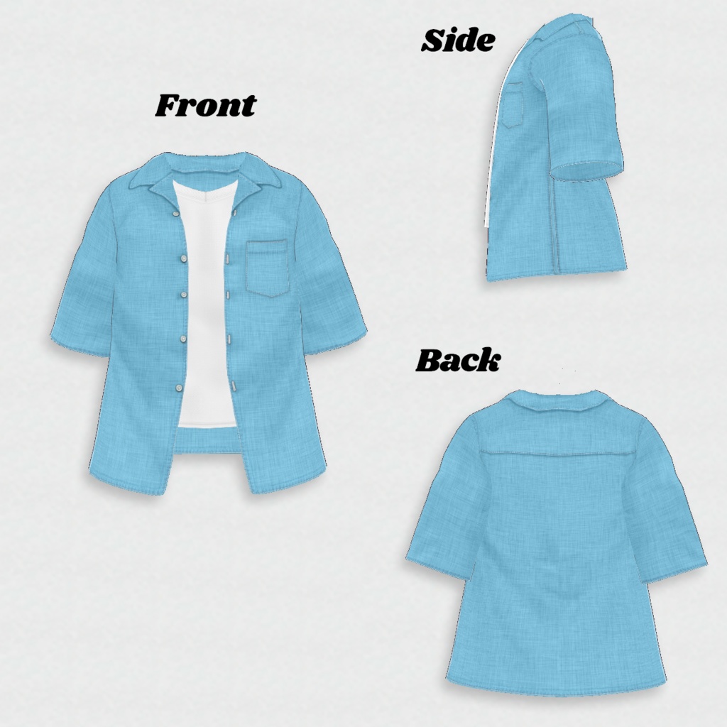 無料【VRoid】OpenCollarShirt 10color オープンカラーシャツ【テクスチャ】Free