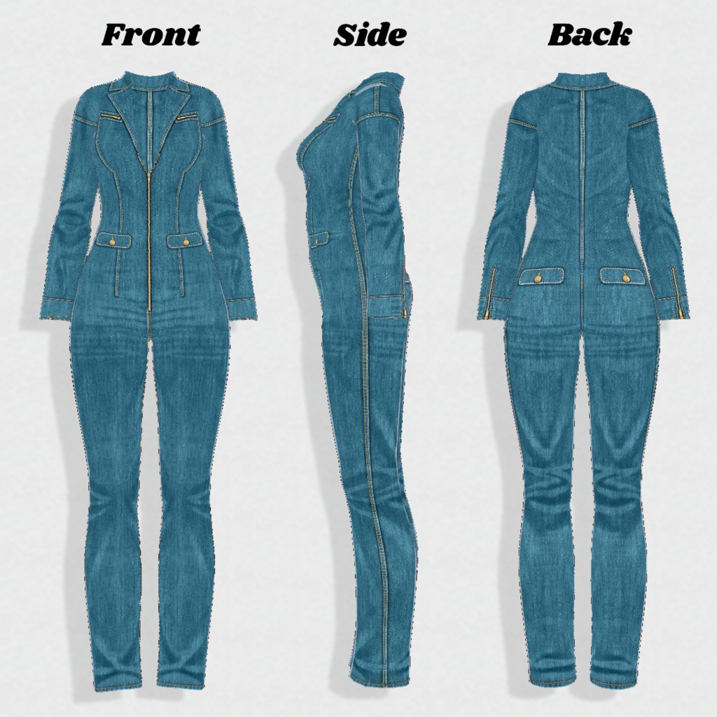 【VRoid】DenimJumpSuit 8color デニムジャンプスーツ【テクスチャ】