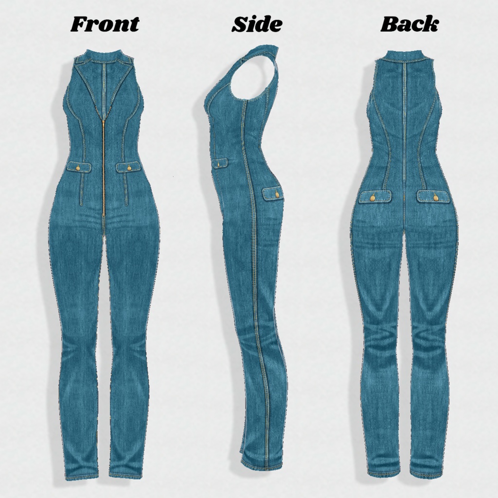 【VRoid】DenimJumpSuit 8color デニムジャンプスーツ【テクスチャ】
