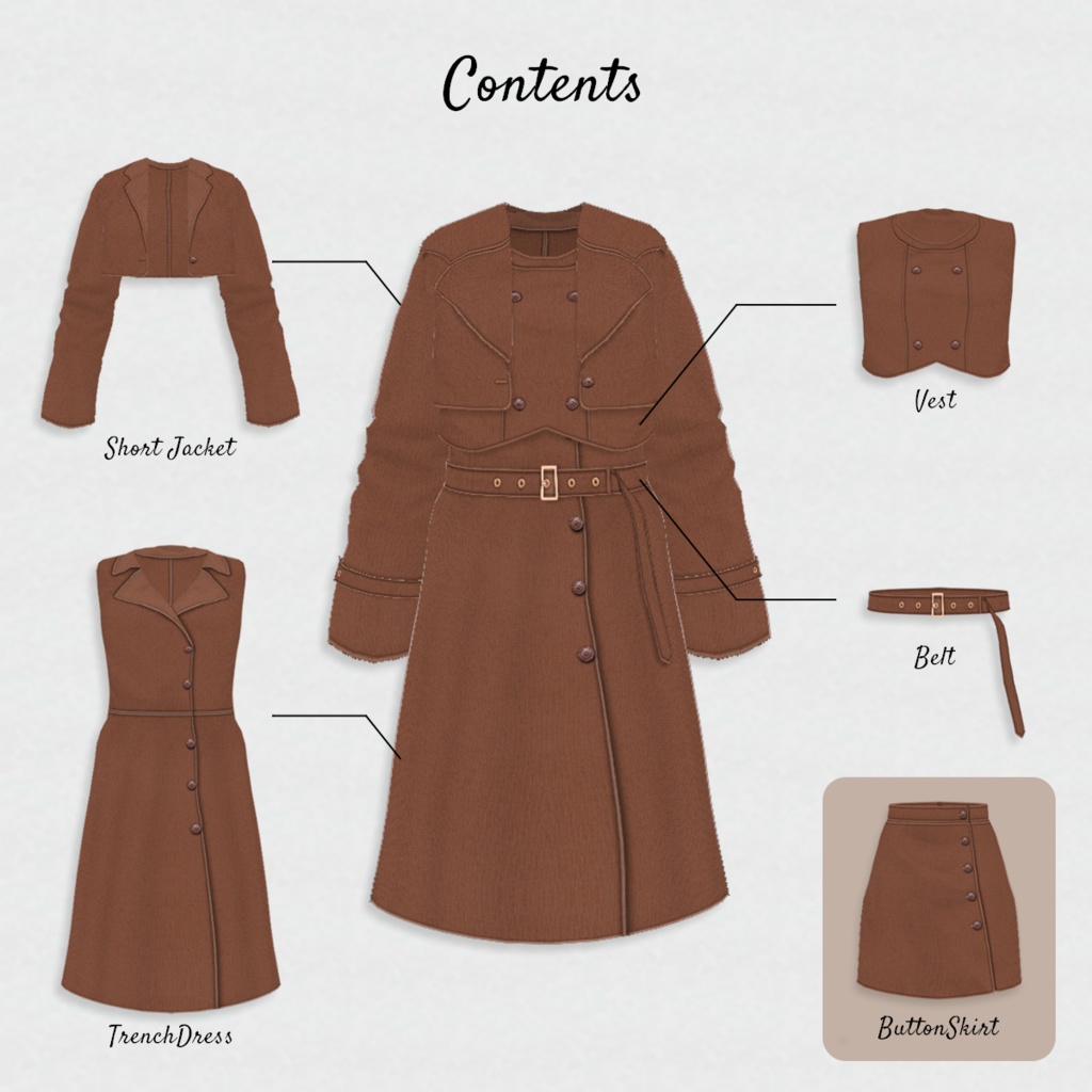 【VRoid】LayeredCoat 10Color レイヤードコート 【テクスチャ】