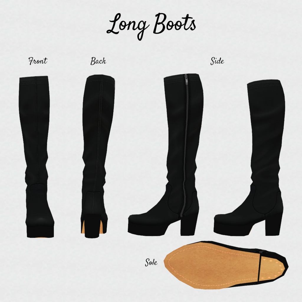 無料【VRoid】BasicBoots Black-only ベーシックブーツ【テクスチャ】