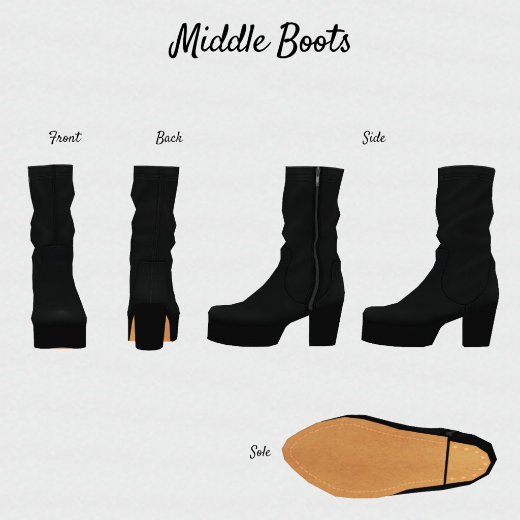 無料【VRoid】BasicBoots Black-only ベーシックブーツ【テクスチャ】